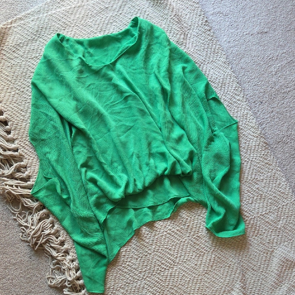Vibrant Green Poncho With Under Tank